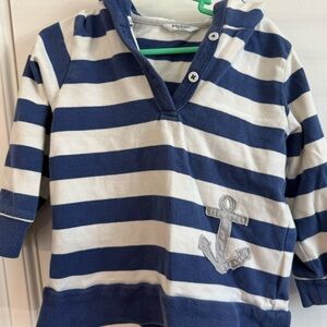 Baby Boden Blue and White Striped Hoodie